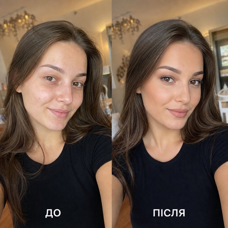 До і після макіяжу — нюдовий макіяж, VENUSENCE